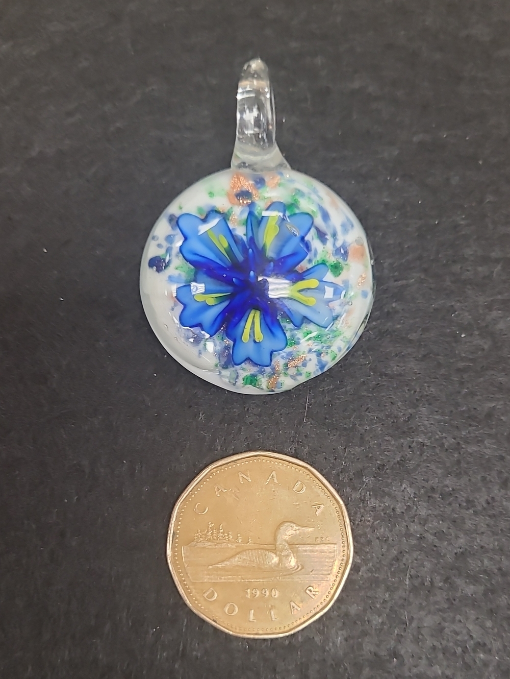 Blue Glass Flower Pendant - Picture 4 of 4